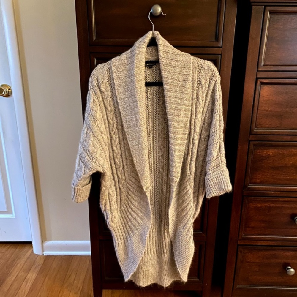 Metallic Open Front Sweater